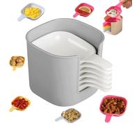 Oforest Dipping Sauce Plate and Holder Set, 6 PCS Dipping Sauce Plate, Small Plastic Dipping Dish with Handle, Mini Plastic Dipping Dish for Condiments, Snacks, Fruits (1PC*gray)
