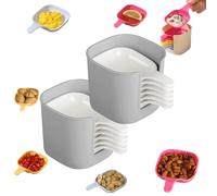 Oforest Dipping Sauce Plate and Holder Set, 6 PCS Dipping Sauce Plate, Small Plastic Dipping Dish with Handle, Mini Plastic Dipping Dish for Condiments, Snacks, Fruits (2PC*gray)