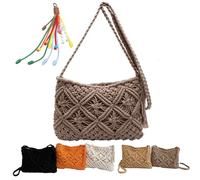 Oforest Forcipower Minimalist Tassel Women's Clutch - Retro Cotton Rope Woven Bag, Summer Vacation Boho Beach Purse (brown)
