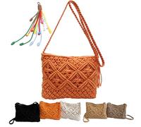 Oforest Forcipower Minimalist Tassel Women's Clutch - Retro Cotton Rope Woven Bag, Summer Vacation Boho Beach Purse (orange)