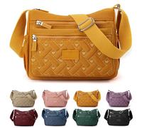 Oforest Separately Classic Luxury Crossbody Bag, Women’s Multi Pocket Large Capacity Nylon Shoulder Messenger Bags (Yellow)
