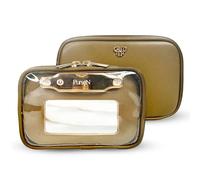 OFT 2024 LITTMINI - Estuche de espejo iluminado - Pequeña bolsa de maquillaje con espejo desmontable y múltiples bolsas para organización, piel vegana, mini bolsa de maquillaje ideal para viajes y