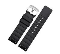 OFWAX Accesorios de correa de reloj de silicona, para Cartier W20121U2 Santos100 Correa de reloj de silicona Correa deportiva de goma suave para hombres y mujeres Pulsera de 23 mm(Black-silver)