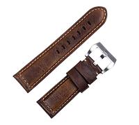 OFWAX Accesorios de correa de reloj hechos a mano, correa de reloj Retro Vintage de cuero de Caballo Loco genuino de 24mm para correa Panerai, hebilla Tang(Darkblue Black,22mm)