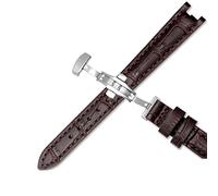 OFWAX Banda de reloj de cuero genuino de vaca para 1853 T094210 Mujeres Correas de vigilancia Pulsera 12 mm con stee inoxidable Butterfly Curo(Brown A,Silver clasp)