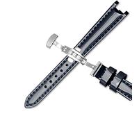 OFWAX Banda de reloj de cuero genuino de vaca para 1853 T094210 Mujeres Correas de vigilancia Pulsera 12 mm con stee inoxidable Butterfly Curo(Blue B,Gold clasp)