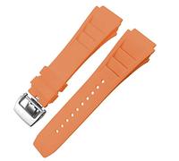 OFWAX Correa de reloj de goma de 20mm y 25mm para Richard Spring Bar, correa de silicona para reloj deportivo Mille, pulsera impermeable suave(Orange fold buckle)