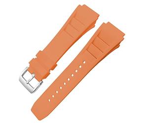 OFWAX Correa de reloj de goma de 20mm y 25mm para Richard Spring Bar, correa de silicona para reloj deportivo Mille, pulsera impermeable suave(Orange pin buckle)