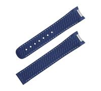 OFWAX Goma fluorada de extremo curvado para correa Omega Seamaster 300 AQUA TERRA AT150 8900 reloj correa suave reemplazo para hombres(Blue No buckle)