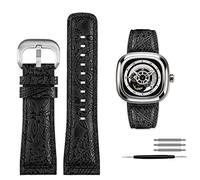 OFWAX Para Seven Friday Q2/03/M2/M021/T2 correa de reloj de cuero genuino Estilo Vintage reloj diésel correa de cuero de vaca 28m accesorios de pulsera(Color 8 silver)