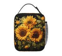 OFYGJFB Bolsa de almuerzo aislada para hombres y mujeres, diseño de girasol Trio Bloom con impresión completa, reutilizable, lonchera de gran capacidad a prueba de fugas