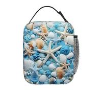 OFYGJFB Bolsa de almuerzo aislada para hombres y mujeres, diseño de impresión completa con diseño de conchas, reutilizable, lonchera de gran capacidad a prueba de fugas