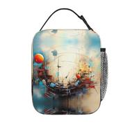 OFYGJFB Bolsa de almuerzo aislada para hombres y mujeres, diseño de impresión completa Cosmic Geometry Dream, reutilizable, lonchera de gran capacidad a prueba de fugas