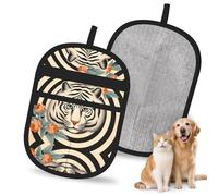 OFYGJFB Guantes removedores de pelo de mascotas reutilizables con patrón de cebra, guantes electrostáticos extra duraderos para múltiples perros y gatos, muebles, alfombras, asientos de coche