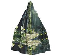 OFYGJFB Poncho con capucha negro personalizado, perfecto para Halloween, cosplay y fiestas temáticas, capa medieval unisex con capucha, escuela mágica