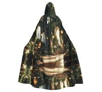 OFYGJFB Poncho con capucha negro personalizado, perfecto para Halloween, cosplay y fiestas temáticas, capa medieval unisex con capucha, castillo de vid iluminado por la luna