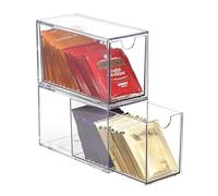 OGANAZI 2 unidades transparentes para bolsas de té organizadoras de acrílico con cajones apilables para cápsulas de café, artículos de papelería, joyas, cosméticos para cocina, despensa, oficina