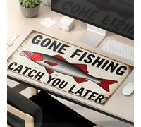 OGBD Alfombrilla de ratón divertida con texto en inglés "Work Gone Fishing", "Catch You Later", alfombrilla de ratón para mouse, suministros de oficina divertidos