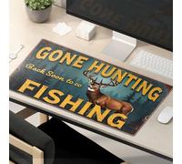 OGBD Alfombrilla de ratón divertida con texto en inglés "Work Gone Hunting, Back Soon To Fishing", alfombrillas de ratón divertidas suministros de oficina