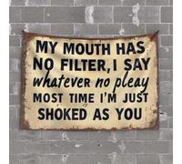 OGBD Decoración de garaje para hombres, My Mouth Has No Filter, I Say Whatever No Pleay Most Time I'M Just Shoked As You, tapiz decorativo para hombre, cueva, decoración del hogar para hombres (100 x