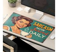 OGBD Divertidos accesorios de escritorio para el trabajo, sarcasmo ahora se sirven a diario. Alfombrilla de mouse grande para escritorio