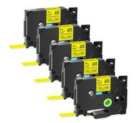 OGBtkLOrs 5PK 10PK S231 Adhesivo acrílico TZ Cinta TZe S231 TZ S131 TZe S631 Etiqueta de Cartucho Blanco Compatible con Fabricante de Etiquetas(5PK Black on Yellow)