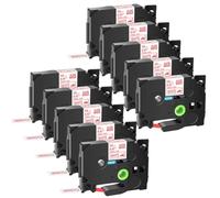 OGBtkLOrs Reemplazo para Cinta de Planchar sobre Tela Tze FA231, Cinta de Etiquetas de Ropa Negra sobre Blanca, Compatible con Cinta de etiquetado(10PK Red on White)