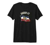 Ogden Utah ondeando la Bandera UT diseño de Estilo Envejecido Camiseta Premium