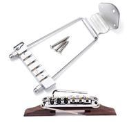 Ogdni Puente trapecio de guitarra de 6 cuerdas y puente de sillín Roller Tune-O-Matic para reemplazo de guitarra Jazz Archtop (cromado)
