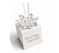 OGGETTANDO Ambientador personalizable con forma de flor de cristal, trébol de cuatro hojas, amuleto de la suerte, corazón, boda, bautizo, comunión, graduación 18, 25, 50 años, Anniv (5 pétalos de