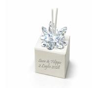 OGGETTANDO Ambientador personalizable con forma de flor de cristal, trébol de cuatro hojas, amuleto de la suerte, corazón, boda, bautizo, comunión, graduación 18, 25, 50 años, Anniv (4 pétalos de