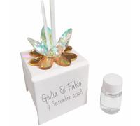 OGGETTANDO Ambientador personalizable con forma de flor de cristal, trébol de cuatro hojas, amuleto de la suerte, corazón, boda, bautizo, comunión, graduación 18, 25, 50 años, Anniv (4 pétalos de