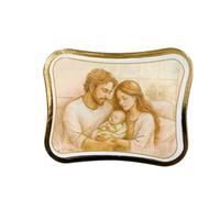 oggettando, Icono Sagrada Familia Maternidad Modernas Bomboniere Boda, Bautismo, Comunión, Confirmación, Graduación, Aniversarios 25° 50° (Sacra Fam. 3 Oro, 17,5 x 22)