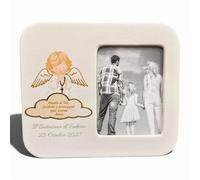 oggettando Portafotos de mesa con impresión de bautizo o comunión en caja de recuerdo para nacimiento, bautizo, comunión, confirmación personalizada (Ángel 563S Pers., 15 x 13 (int. 7,5 x 10,5 cm))