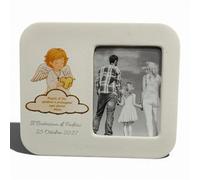 oggettando Portafotos de mesa con impresión de bautizo o comunión en caja de recuerdo para nacimiento, bautizo, comunión, confirmación personalizada (Ángel 561S Pers., 15 x 13 (int. 7,5 x 10,5 cm))