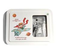 oggettando Portafotos de mesa de pequeño príncipe en caja de recuerdo de nacimiento, bautizo, comunión, confirmación (Picc. Principe Avión SF, blanco PERS, 21,5 x 16,5 cm)