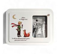 oggettando Portafotos de mesa de pequeño príncipe en caja de recuerdo de nacimiento, bautizo, comunión, confirmación (Picc. Príncipe Bufanda SF blanco PERS, 21,5 x 16,5 cm)