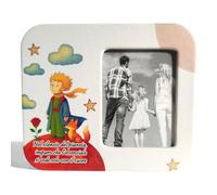 oggettando Portafotos de mesa de pequeño príncipe en caja de recuerdo útil para nacimiento, bautizo, comunión, confirmación (Picc. Príncipe planeta rojo, SF blanco, 15 x 13 cm)