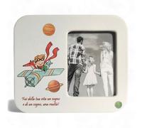 oggettando Portafotos de mesa de pequeño príncipe en caja de recuerdo útil para nacimiento, bautizo, comunión, confirmación (Picc. Principe avión SF blanco, 15 x 13)