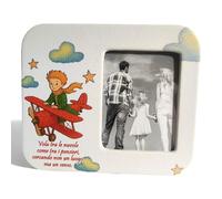 oggettando Portafotos de mesa de pequeño príncipe en caja de recuerdo útil para nacimiento, bautizo, comunión, confirmación (Picc. Príncipe Aviador SF blanco, 15 x 13)
