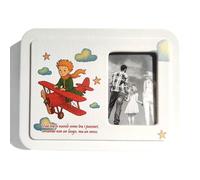 oggettando Portafotos de mesa de pequeño príncipe en caja de recuerdo útil para nacimiento, bautizo, comunión, confirmación (Picc. Príncipe Aviador SF blanco, 21,5 x 16,5 cm)