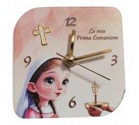 oggettando Reloj de mesa de comunión con crucifijo de pequeño príncipe en caja de recuerdo de nacimiento, bautizo, comunión, confirmación (Bimba con crucifijo, 12 x 12)