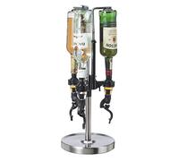 Oggi 7186 Dispensador de licor giratorio de 3 botellas, acero inoxidable