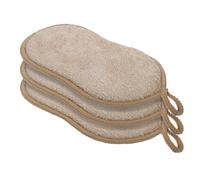 OGGI Bambou - Esponjas de Cocina Naturales para Platos, 91% Fibra de celulosa de rayón derivada de bambú, Reutilizables, absorbentes, higiénicas, duraderas, antiarañazos, Lavables, 3 Piezas, 7 x 4