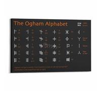 Ogham Alphabet Educational Poster, Ancient Celtic Tree Alphabet Chart, Canvas Wall Art Print for Study, Living Room, Bedroom, Office Decor(Unframed,08x12inch(20x30cm))