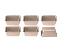 OGIBRIDI Mini Molde Rectangular para Pan Juego de 6 Piezas Acero al Carbono Antiadherente Molde para Tostadas Sándwiches Pan Pastel Postre Pequeña Bandeja para Hornear Oro Champán 10.3x7.2x4cm