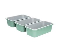 OGIBRIDI Molde Para Pan Tostado Antiadherente Molde Rectangular para Pan de Molde Bandeja para Horneat Sándwich Acero Aluminizado Verde Gris 23.1x12.9x6.7cm Set De 3 Piezas