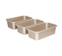OGIBRIDI Molde para Pan Tostado Antiadherente Molde Rectangular para Pan de Molde Bandeja para Hornear Sándwich Acero al Carbono Oro Champán 23.1x12.9x7.1cm Set de 3 Piezas