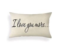 Ogiselestyle Fundas de almohada de granja con citas "I Love You More" de 12 x 20 pulgadas, fundas de almohada lumbar decorativas para el hogar, funda de cojín de lino para sofá, regalos de