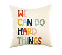 Ogiselestyle Fundas de almohada de granja con texto en inglés "We Can Do Hard Things Cite" de 45,7 x 45,7 cm con texto en inglés "Farmhouse"